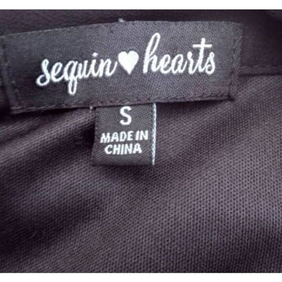 SEQUIN HEARTS BLACK BELL SLEEVE DRESS SZ.S EUC. - Picture 6 of 8